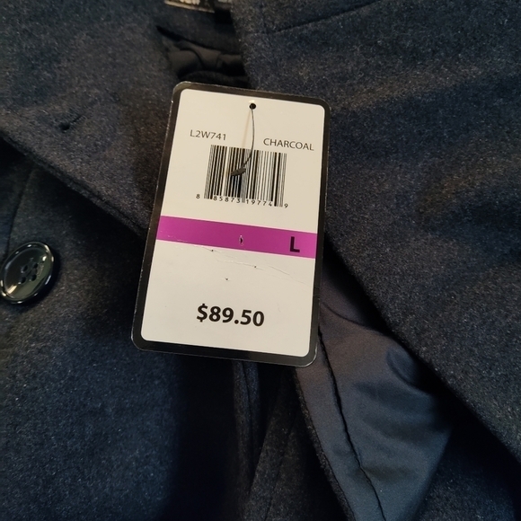 Krush women's jacket cape double breasted wool blend charcoal grey coat Size: L - Picture 3 of 5